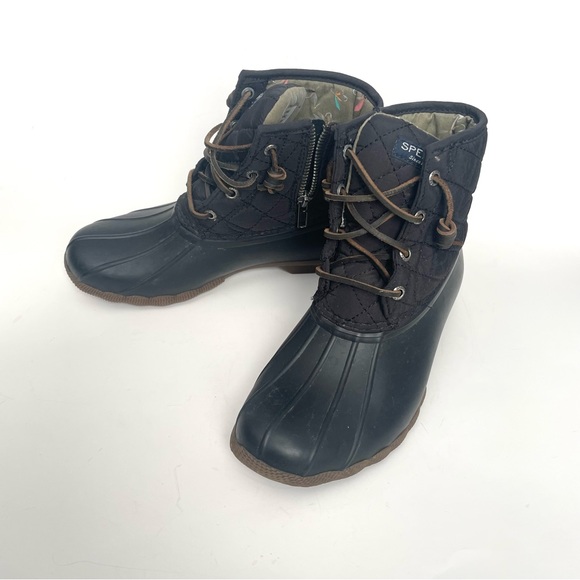 SPERRY Black Quilted Duck Boot Womens Size 6 - Picture 2 of 9